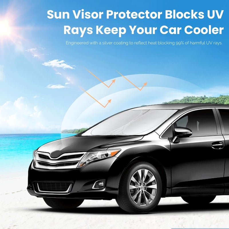 INSAUTO Custom Fit Venza Windshield Sunshade for 2021 2022 2023 2024 2025 Toyota Venza, LE, XLE, Limited, SUV Accessories Front Window 210T Reflective Shield Cover for Windshield Sun Visor Protector Blocks UV - Image 5